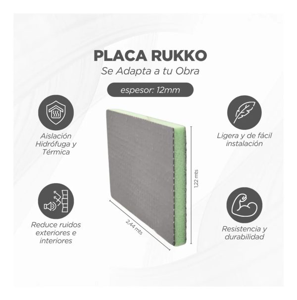 Placa Rukko Para Const. En Seco 100% Impermeable 1,22x2,44