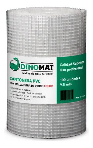 Cantonera Pvc Dinomat En Rollo 9.5m Malla De Fibra Cosida