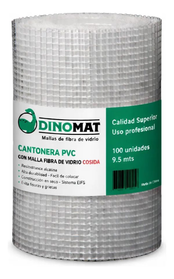 Cantonera Pvc Dinomat En Rollo 9.5m Malla De Fibra Cosida