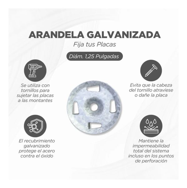 Arandelas De Fijación Para Placas Rukko De Acero Inox X100 U