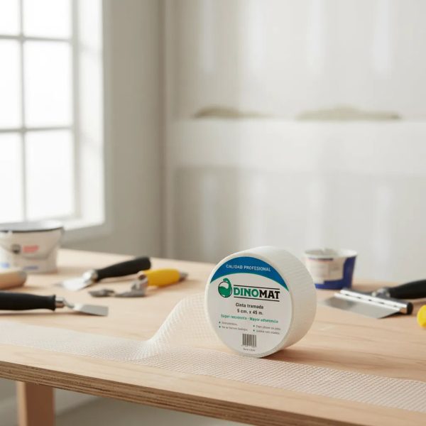 Cinta Adhesiva Dinomat 5 Cm X 20 M Resistente Y Versátil Blanco Cuadricula