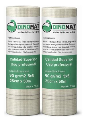 Malla Fibra De Vidrio Profesional Dinomat 5x5 90g 25cm X 50m