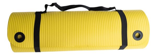 Mat Yoga 15 Mm - 1,5cm Espesor Amarilla Gymgenius Con Correa Amarillo