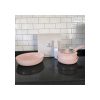 Batería Ollas Y Sartén Set 5 Antiadherente Mango Desmontable Rosa Pastel