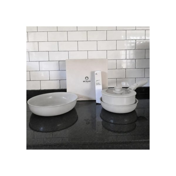 Batería Ollas Y Sartén Set 5 Antiadherente Mango Desmontable Gris Claro